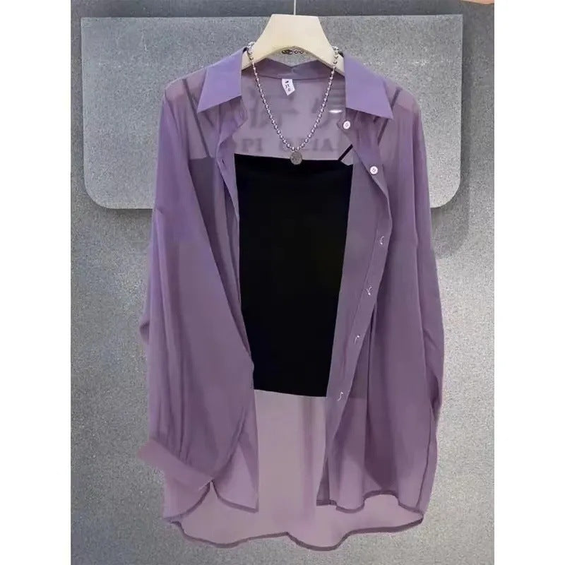 Femme Transparente Knopf-down Geschichtete Tunika Heidi-Mode