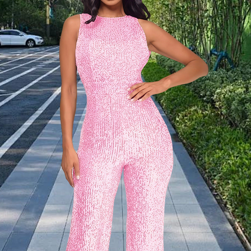 Damen Glamouröses Jumpsuit mit Paillettenbesatz und figurbetonter Silhouette Heidi-Mode