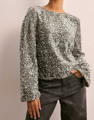 Heidi-Mode | Lange Ärmel Pailletten Top