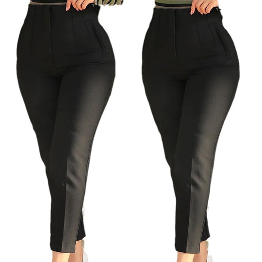 Damen Hochbundhose mit geschmackvollen Falten und schmalem Bein Heidi-Mode