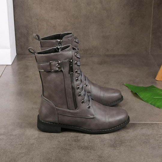Heidi-Mode | Leder Stiefeletten mit Reißverschluss für Damen