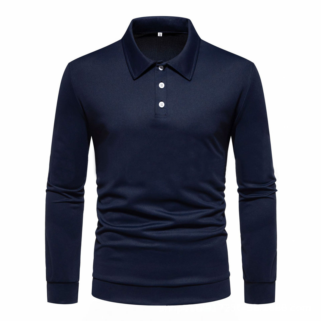 Herren Langarm Polohemd aus atmungsaktivem Stoff mit modernen Knopfdetails Heidi-Mode
