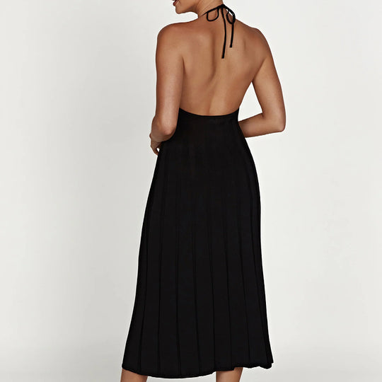 Damen Maxi-Strickkleid mit schicker Rippstruktur und hohem Kragen Heidi-Mode