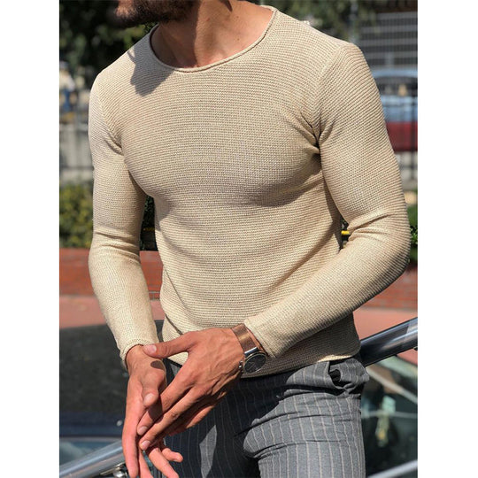 Herren Langarm T-Shirt mit strukturiertem Gewebe Heidi-Mode