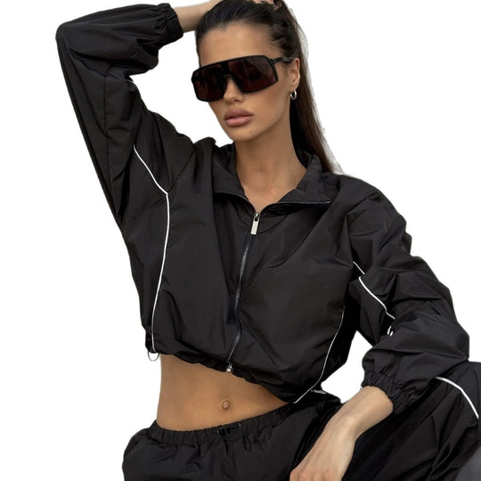 Damen modische cropped Trainingsjacke mit hochwertigen Reflektoren Heidi-Mode
