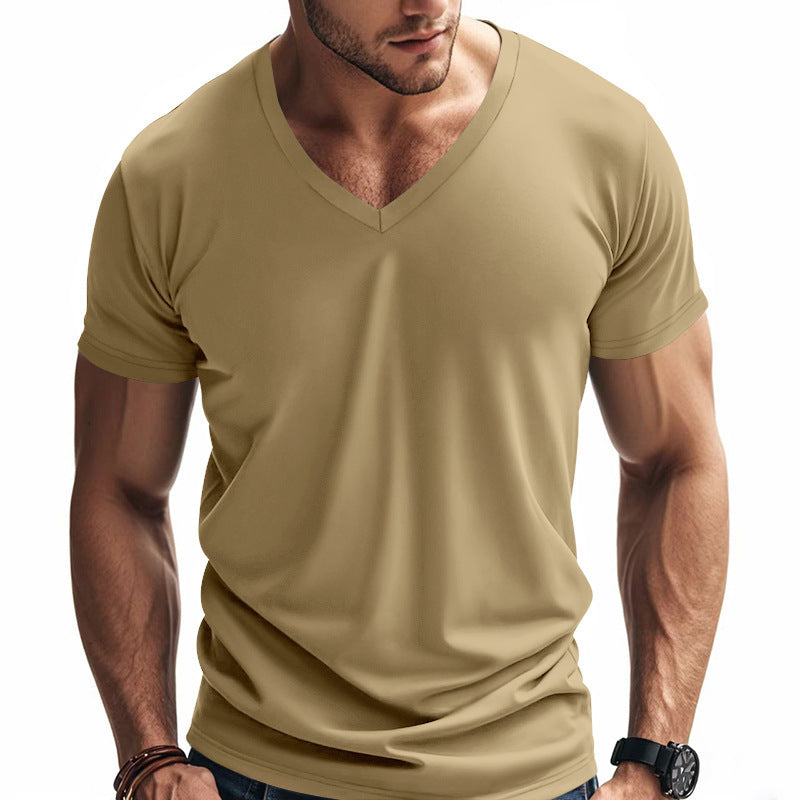 Herren Funktions-T-Shirt mit V-Ausschnitt aus atmungsaktivem Material Heidi-Mode