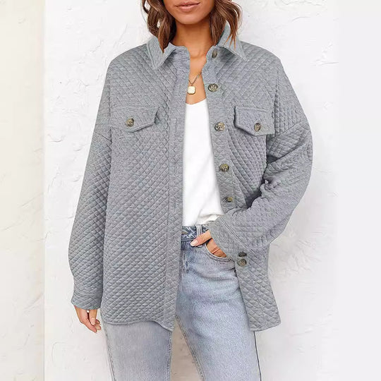 Damen lässige Steppjacke mit aufgesetzten Taschen Heidi-Mode