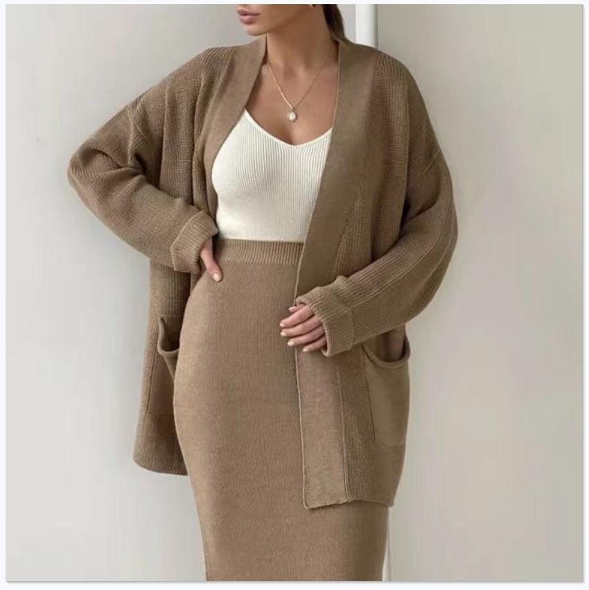 Damen Elegantes Strick-Set mit Rückenschlitzen und lässiger Passform Heidi-Mode