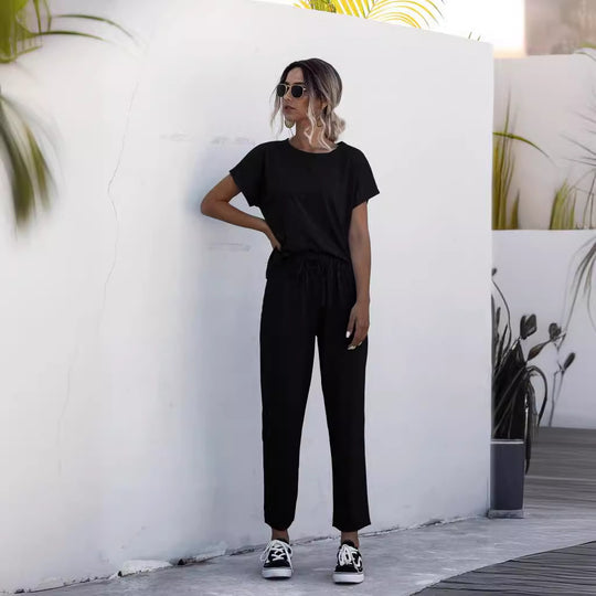 Damen Loungeanzug mit lockerem Schnitt und elastischem Bund Heidi-Mode