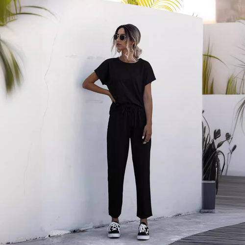 Damen Loungeanzug mit lockerem Schnitt und elastischem Bund Heidi-Mode