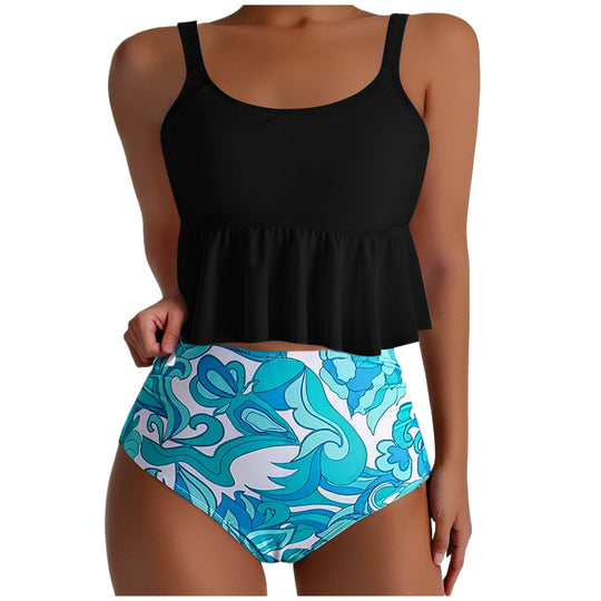 Damen Peplum-Stil Hohe Taille Badeanzug Set Heidi-Mode