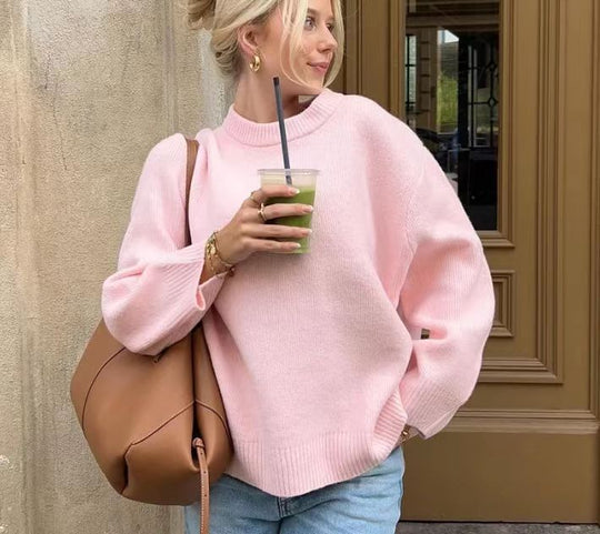 Damen lässiger Oversized Pullover aus hochwertiger Baumwolle Heidi-Mode