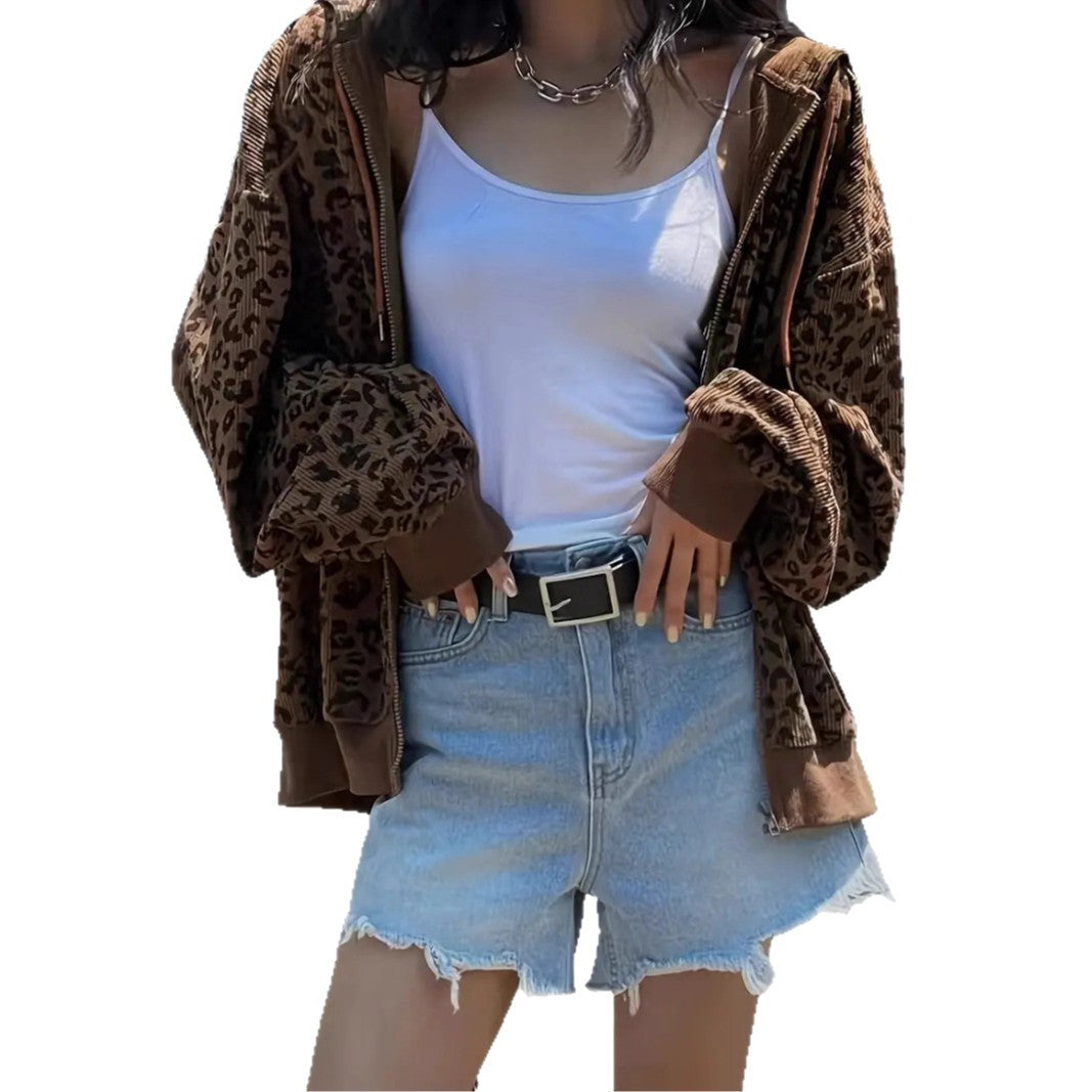 Damen Kapuzenpullover mit modischem Animal-Print Heidi-Mode