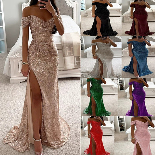 Damen Abendkleid mit schimmernden Pailletten Heidi-Mode