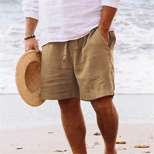 Herren luftige Leinen-Shorts mit elastischem Bund und praktischen Seitentaschen Heidi-Mode