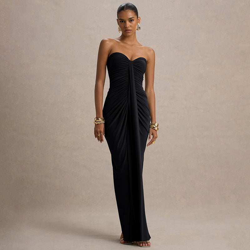 Damen Glamouröses Abendkleid mit raffiniertem Drapierungsdesign Heidi-Mode