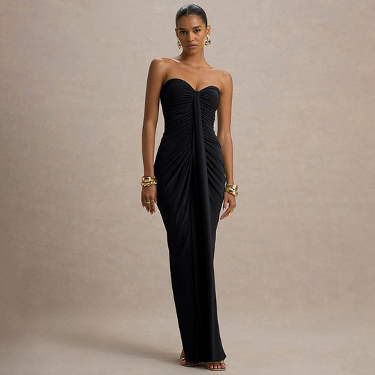 Damen Glamouröses Abendkleid mit raffiniertem Drapierungsdesign Heidi-Mode