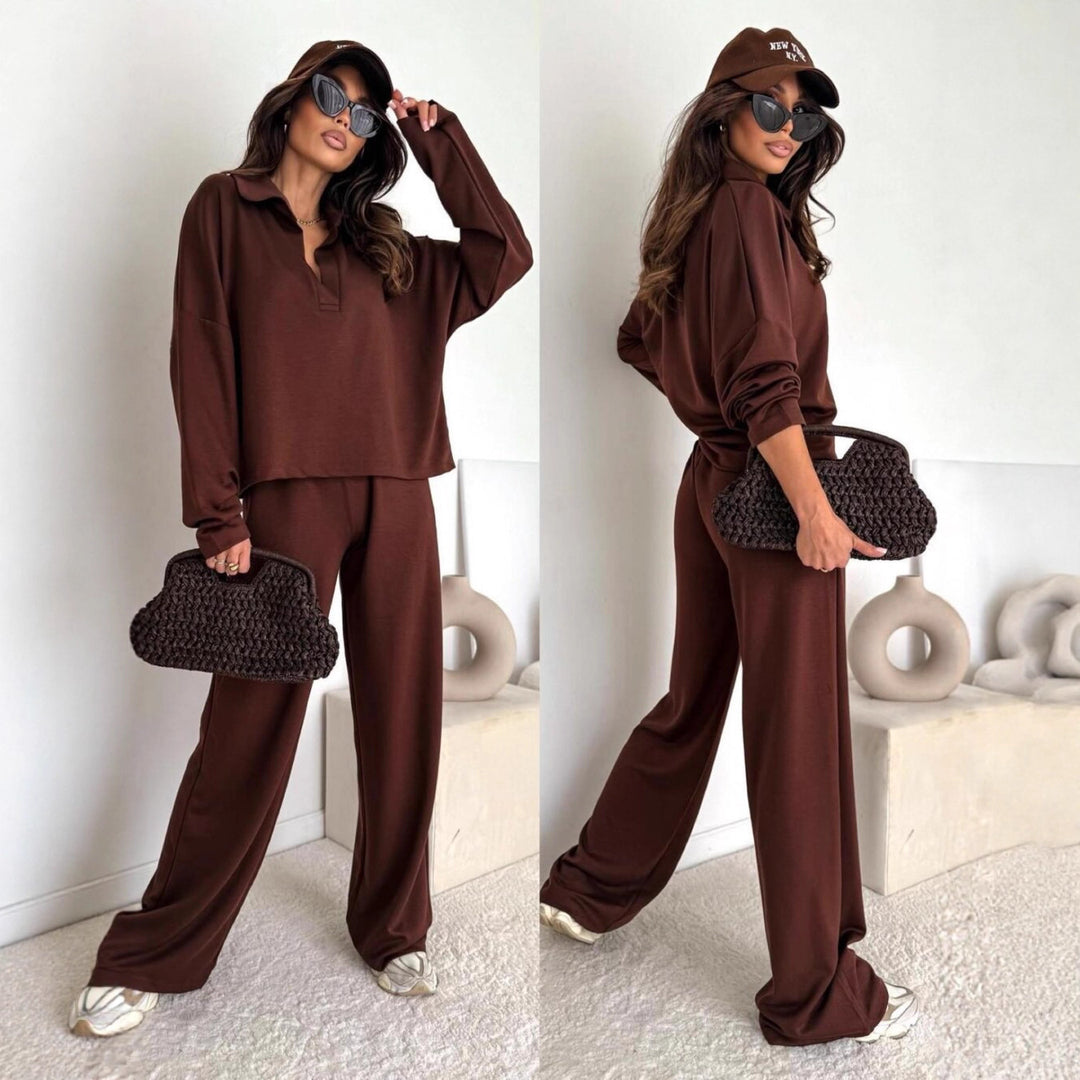 Damen lässiger Poloshirt-Jumpsuit mit Hohem Kragen und lockerem Schnitt Heidi-Mode