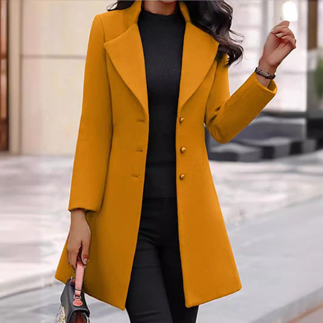 Damen modischer Mantel mit eleganter Knopfleiste und schickem Revers Heidi-Mode