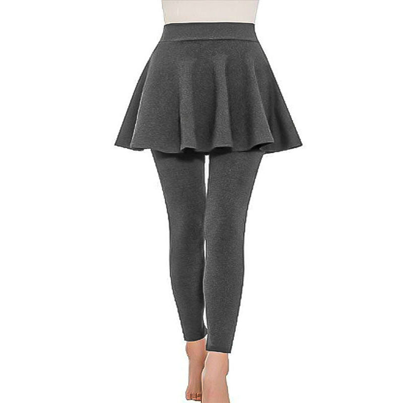Damen Leggings mit rockähnlicher Einlage und hohem Bund Heidi-Mode