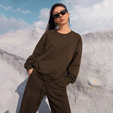 Damen bequemer Sportanzug mit lässigem Schnitt und hohem Bund Heidi-Mode