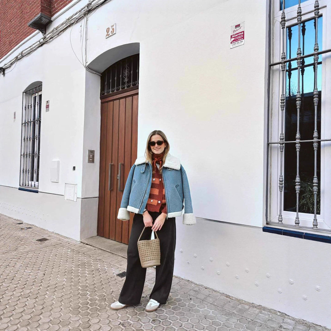 Damen lässige Übergangsjacke mit Kunstfellkragen Heidi-Mode