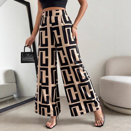 Damen Modische Palazzo-Hose mit grafischem Muster Heidi-Mode