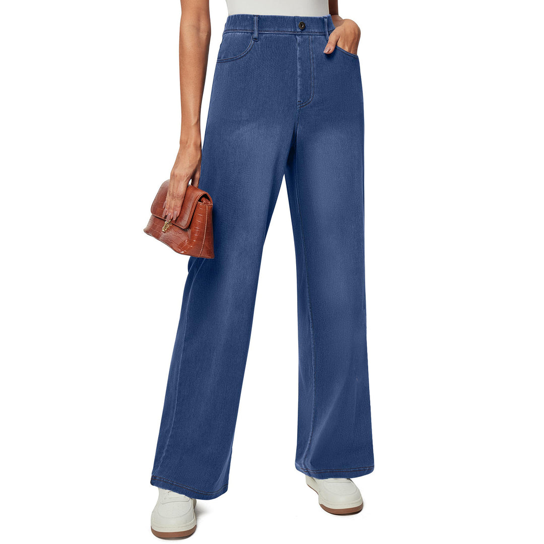 Damen weite Jeanshose mit hohen Bündchen und komfortablem Schnitt Heidi-Mode