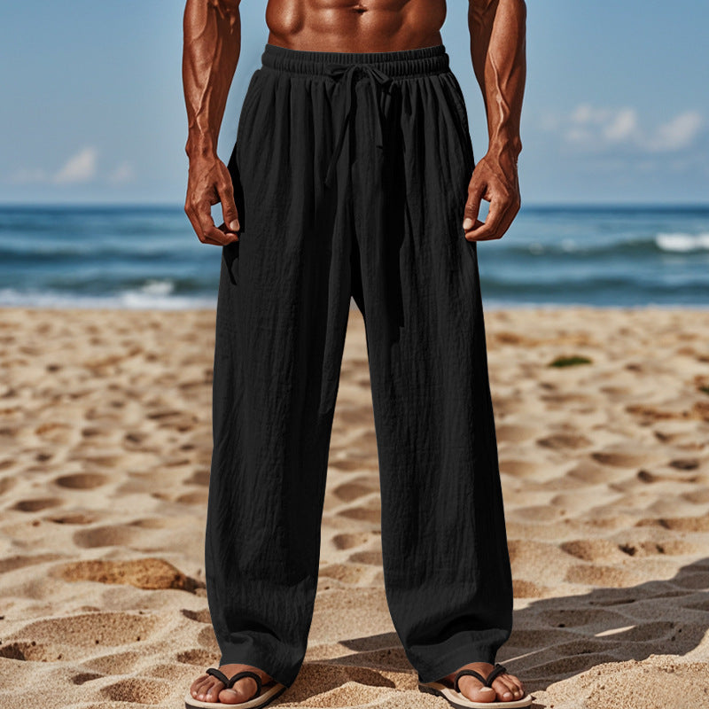 Herren Lässige Strandhose mit elastischem Bund und praktischen Seitentaschen Heidi-Mode