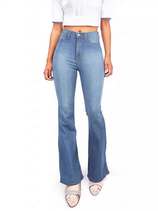 Damen Hoch taillierte Bootcut Jeans im eleganten zeitlosen Stil Heidi-Mode