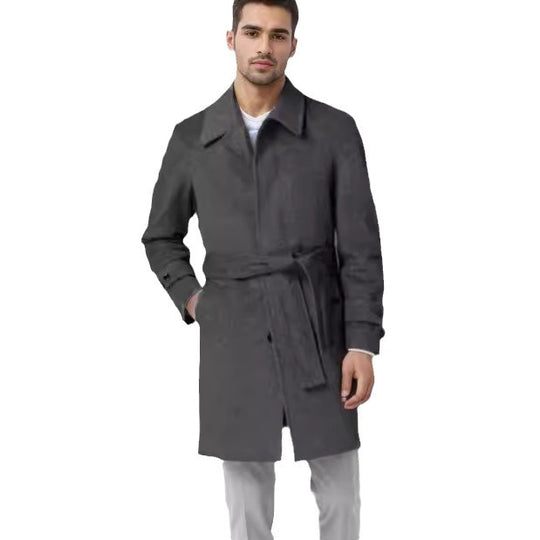 Herren eleganter und taillierter Trenchcoat aus hochwertiger Wolle Heidi-Mode