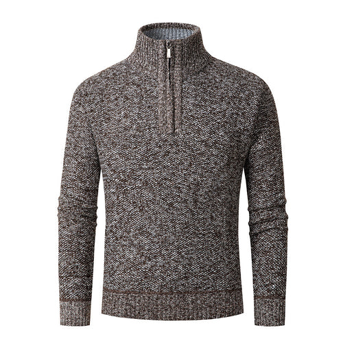 Herren kuscheliger Strickpullover mit halbem Reißverschluss Heidi-Mode