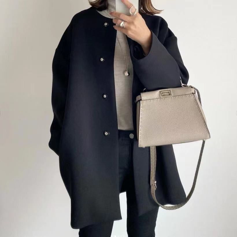 Damen Eleganter Oversized Wollmantel mit Doppelknopf-Verschluss und seitlichen Taschen Heidi-Mode
