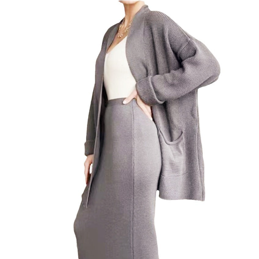 Damen Elegantes Strick-Set mit Rückenschlitzen und lässiger Passform Heidi-Mode