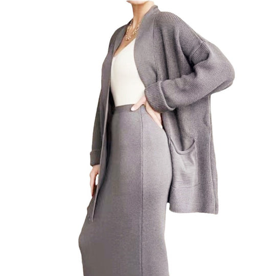 Damen Elegantes Strick-Set mit Rückenschlitzen und lässiger Passform Heidi-Mode