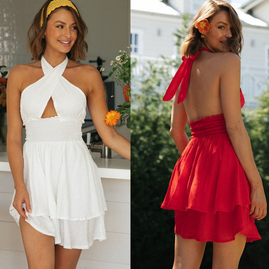 Damen Sommerliches Wickelkleid mit kreuzbarem Ausschnitt und Rüschensaum Heidi-Mode