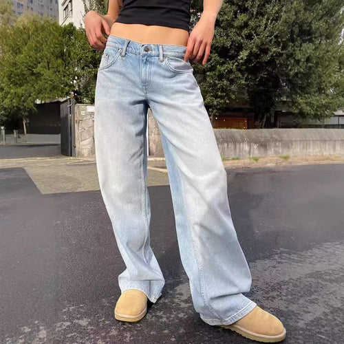 Damen Modische Weitjeans mit hohem Bund und vielseitigem Schnitt Heidi-Mode