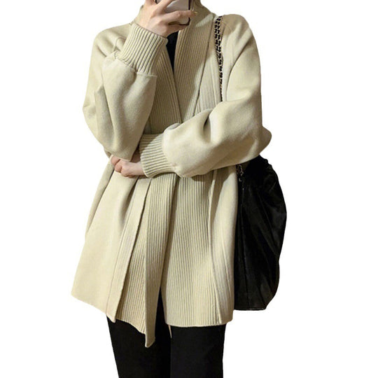 Damen Modischer Oversized Cardigan mit strukturiertem Kragen Heidi-Mode