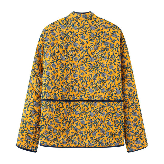 Damen außergewöhnliche Steppjacke mit floralen Mustern und praktischen Taschen Heidi-Mode