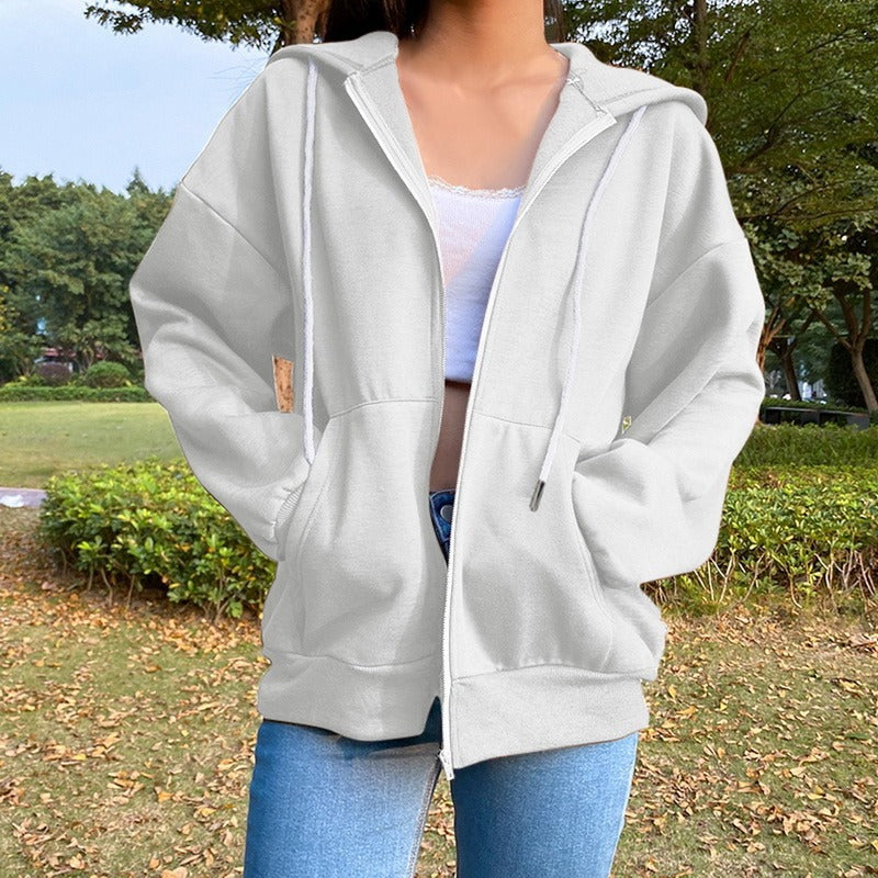 Damen Freizeit Übergroße Zip-Up Hoodie Heidi-Mode