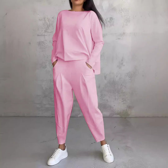 Damen Bequemer und lässiger Zweiteiler mit weitem Schnitt Heidi-Mode