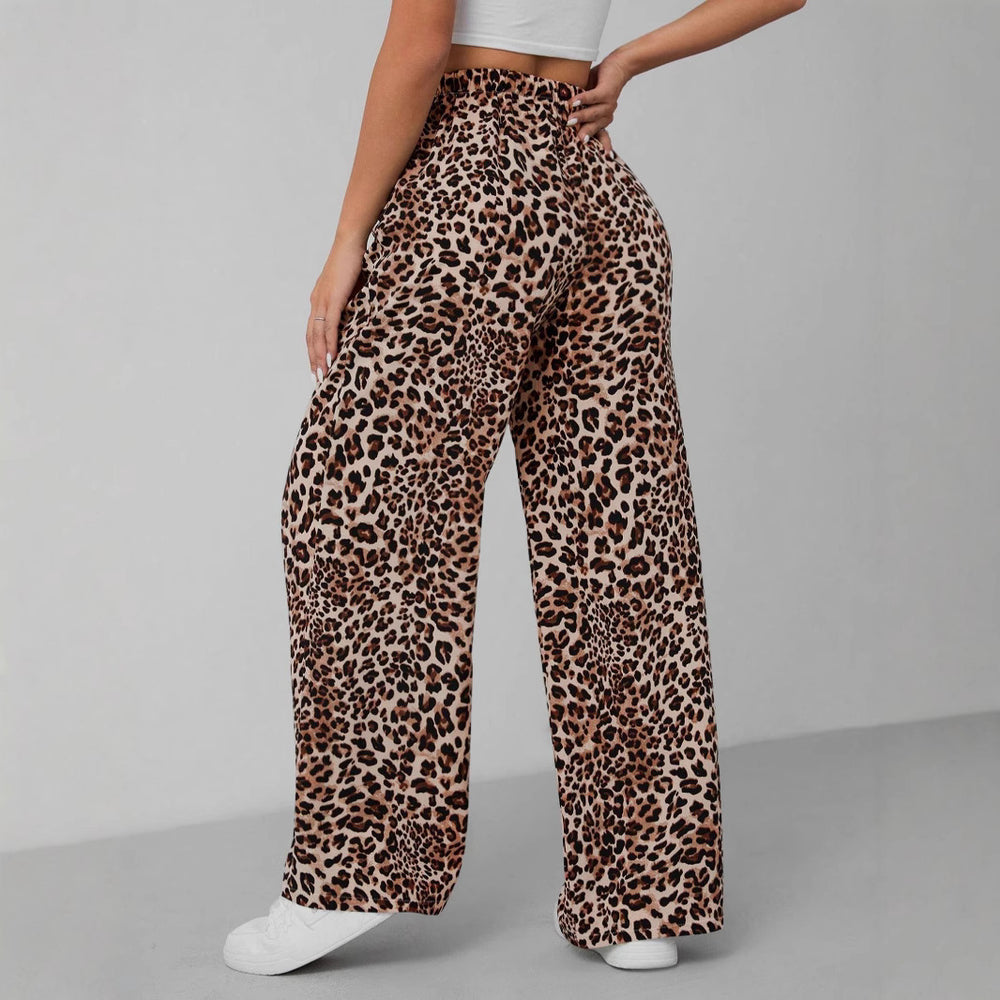 Damen Relaxed Fit Leopardenmuster Palazzo-Hose Heidi-Mode
