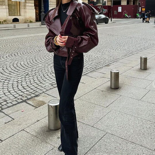 Damen Modische jacke im cropped Design mit Gummizug Heidi-Mode