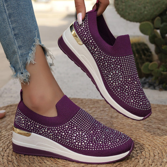 Damen Glitzernde Slip-On Sneakers mit bequemer und dämpfender Sohle Heidi-Mode