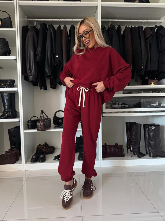 Damen lässiges Freizeit-Loungewear-Set mit elastischem Bund und oversize Schnitt Heidi-Mode