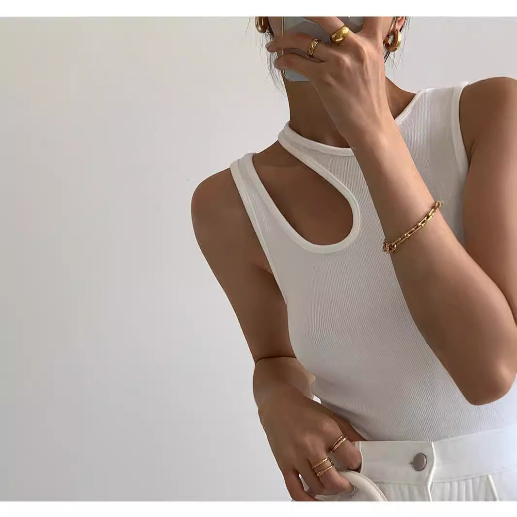 Damen Tanktop mit einzigartigem Cut-Out Design und sportlichem Schnitt Heidi-Mode