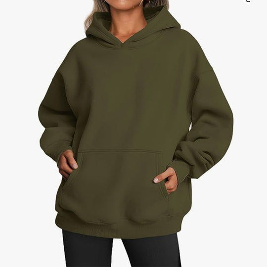 Damen Übergrößen Kapuzenpullover mit praktischen Taschen undlässigem Schnitt Heidi-Mode