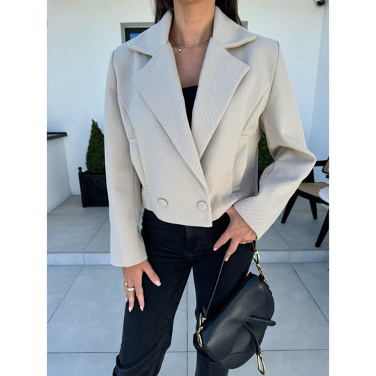 Damen Cropped Doppelreihiger Blazer Heidi-Mode