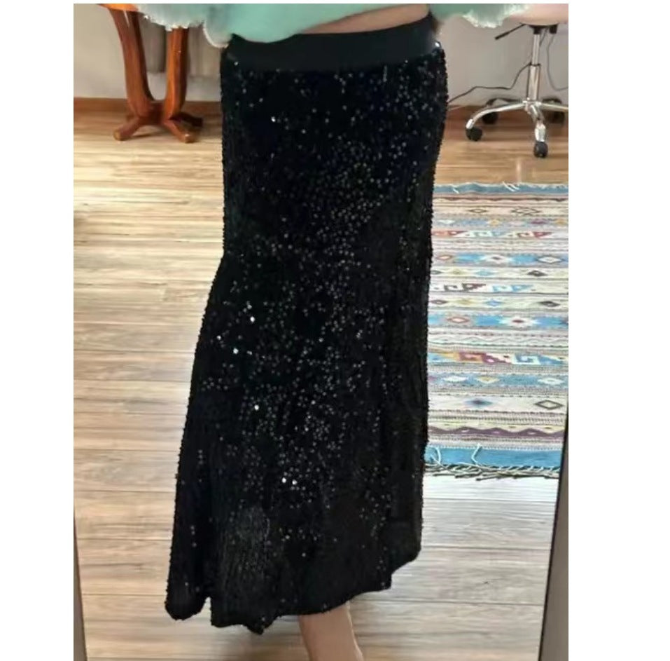 Damen Glitzer Maxi Kleid mit stylishen Pailletten und elegantem Schnitt Heidi-Mode