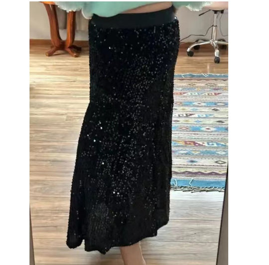 Damen Glitzer Maxi Kleid mit stylishen Pailletten und elegantem Schnitt Heidi-Mode